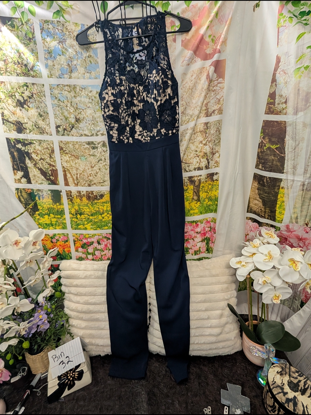 Soieblu Navy Lace Bodice Jumpsuit